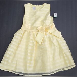 Charming Yellow Striped Kids Formal Dress with Bow